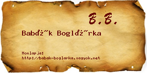 Babák Boglárka névjegykártya